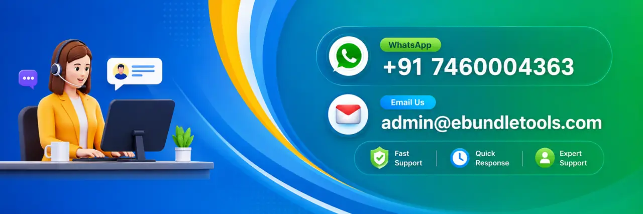 eBundle Tools support through WhatsApp and email.